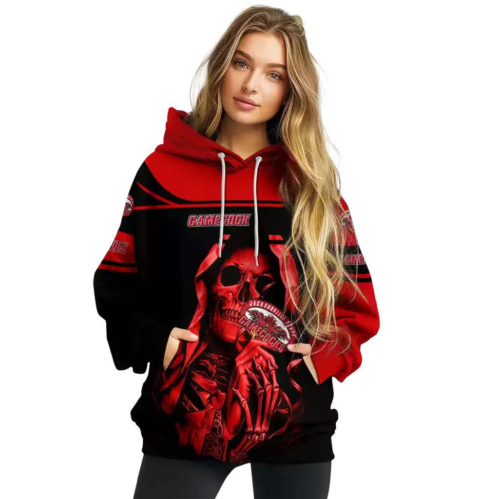 customized jacksonville state gamecocks grim reaper red black hoodie high quality customized jacksonville state gamecocks grim reaper red black hoodie high quality