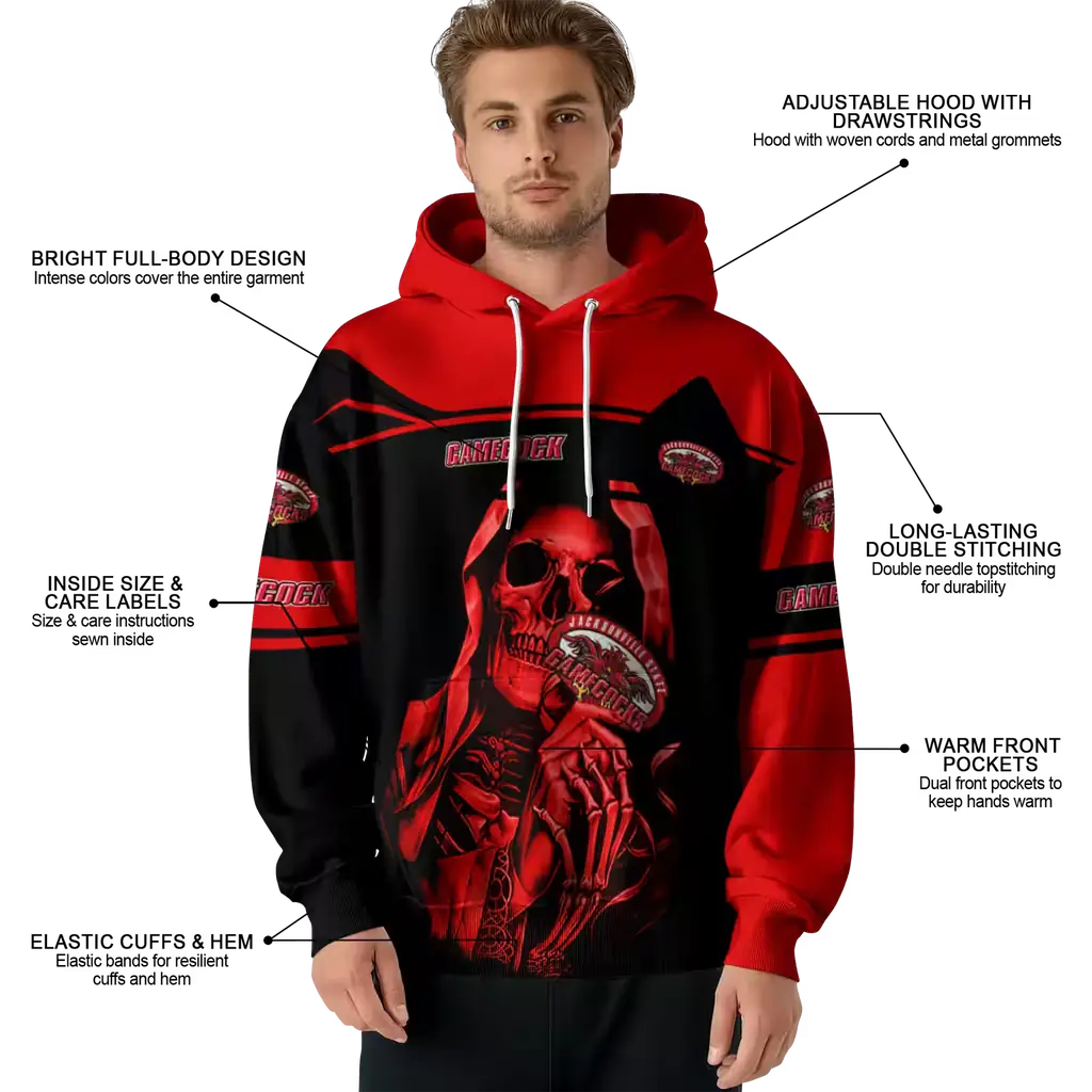 customized jacksonville state gamecocks grim reaper red black hoodie latest model customized jacksonville state gamecocks grim reaper red black hoodie latest model