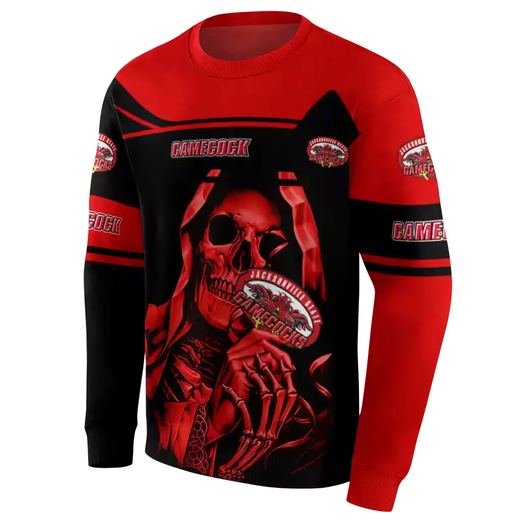 customized jacksonville state gamecocks grim reaper red black hoodie new arrival customized jacksonville state gamecocks grim reaper red black hoodie new arrival