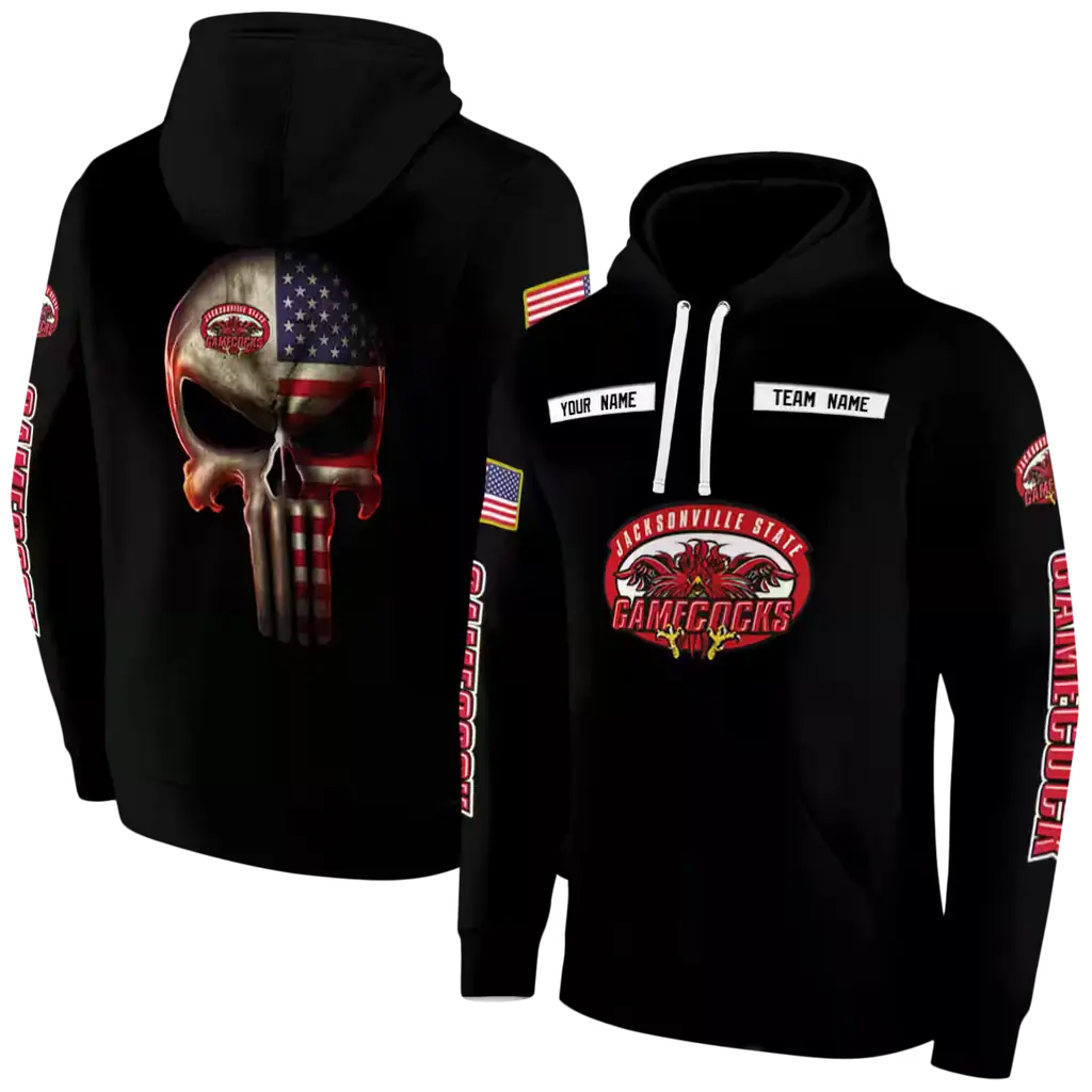 customized jacksonville state gamecocks punisher skull black hoodie fashion forward customized jacksonville state gamecocks punisher skull black hoodie fashion forward