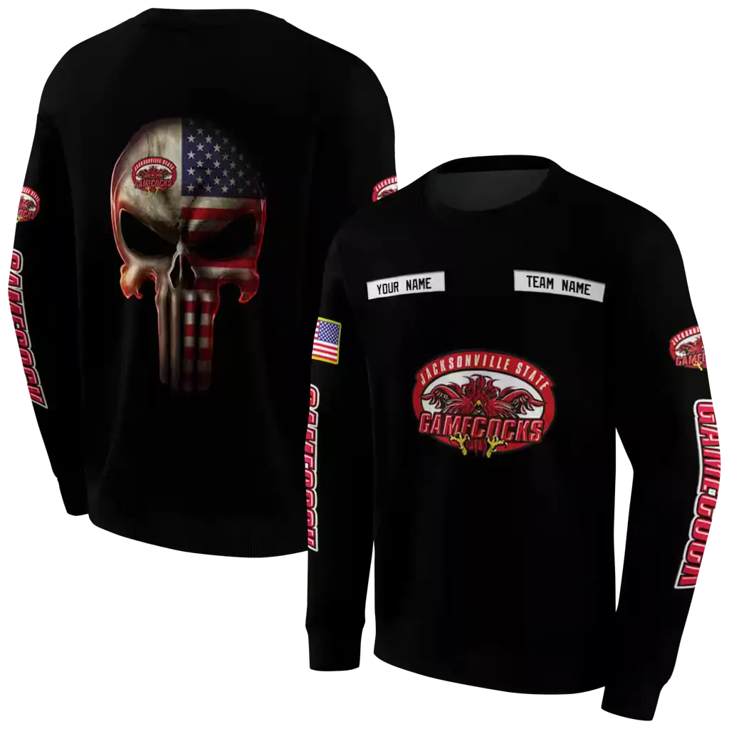 customized jacksonville state gamecocks punisher skull black hoodie premium grade customized jacksonville state gamecocks punisher skull black hoodie premium grade