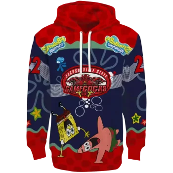 customized jacksonville state gamecocks spongebob patrick star red navy hoodie best selling