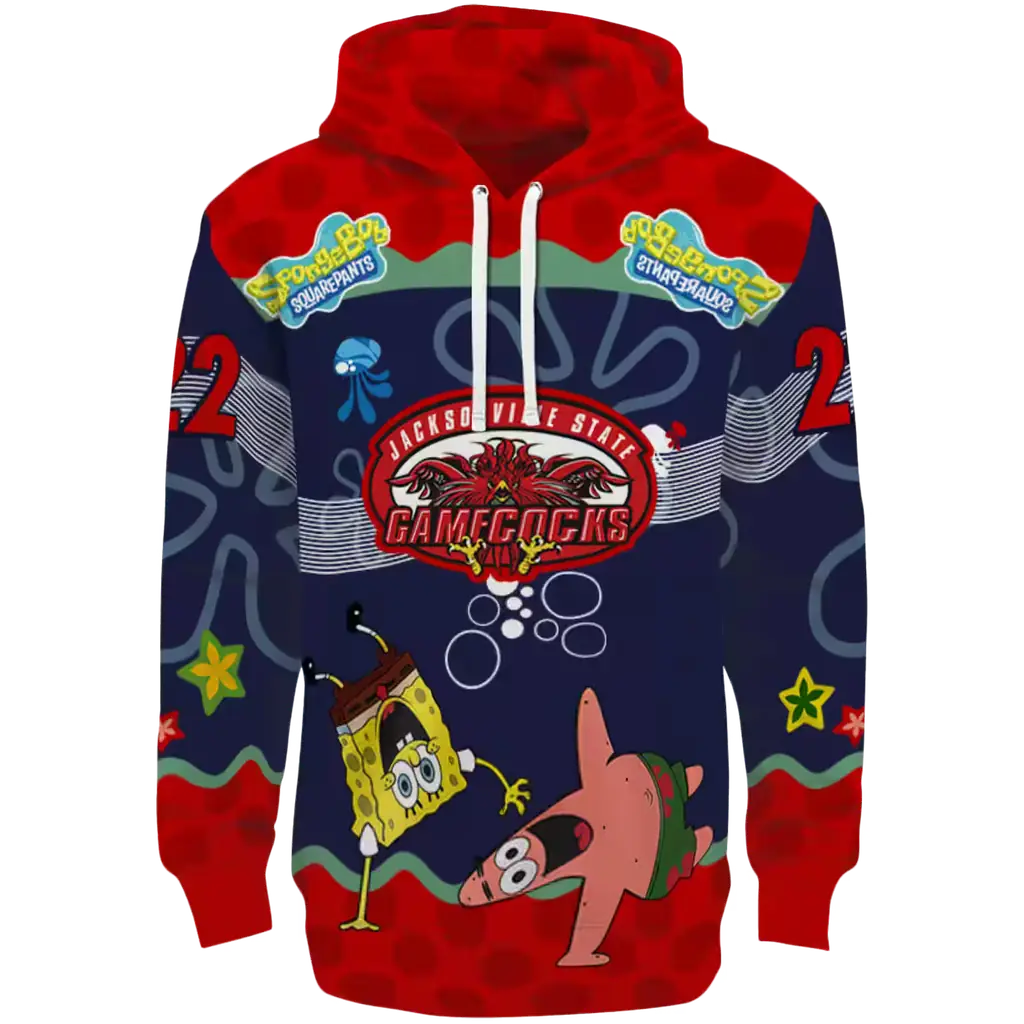 customized jacksonville state gamecocks spongebob patrick star red navy hoodie best selling customized jacksonville state gamecocks spongebob patrick star red navy hoodie best selling
