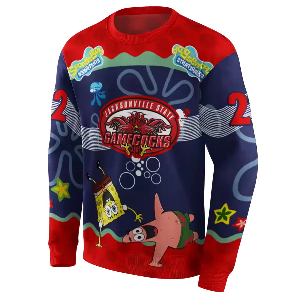 customized jacksonville state gamecocks spongebob patrick star red navy hoodie new arrival customized jacksonville state gamecocks spongebob patrick star red navy hoodie new arrival