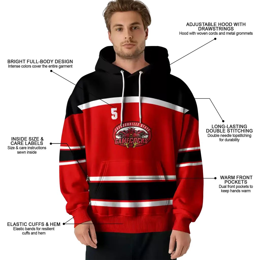customized jacksonville state gamecocks striped pattern red hoodie latest model customized jacksonville state gamecocks striped pattern red hoodie latest model
