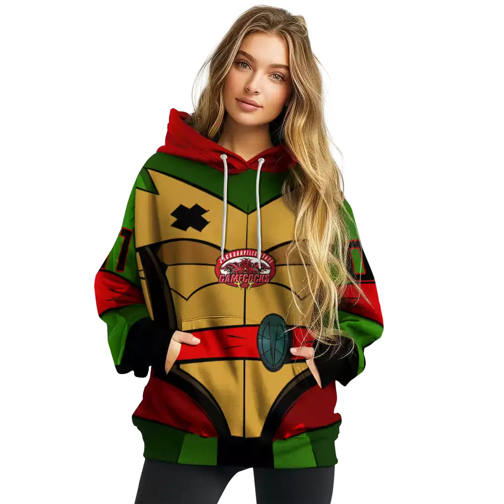 customized jacksonville state gamecocks superhero armor red green hoodie high quality customized jacksonville state gamecocks superhero armor red green hoodie high quality