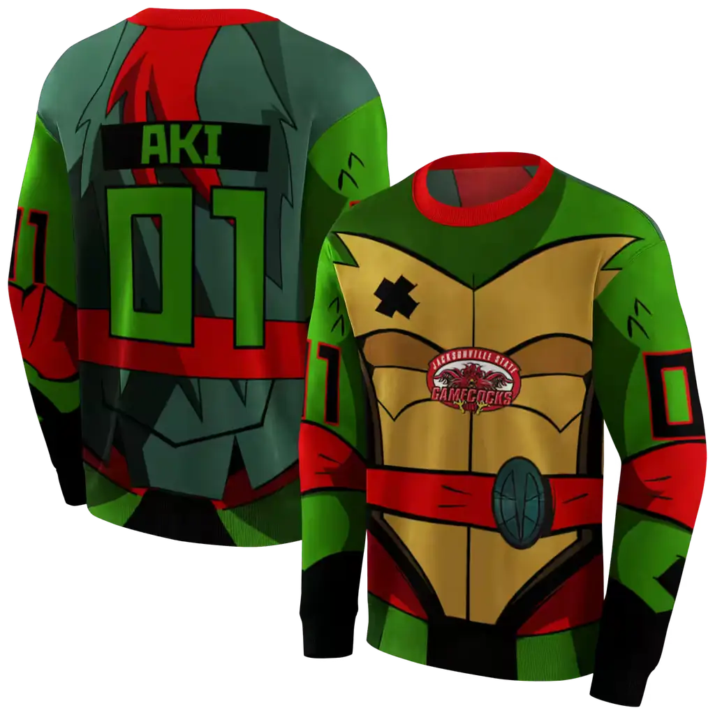 customized jacksonville state gamecocks superhero armor red green hoodie premium grade customized jacksonville state gamecocks superhero armor red green hoodie premium grade
