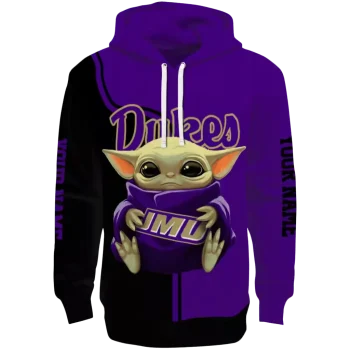 customized james madison dukes baby yoda purple black hoodie best selling