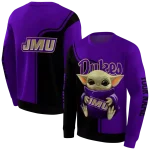 customized james madison dukes baby yoda purple black hoodie best selling