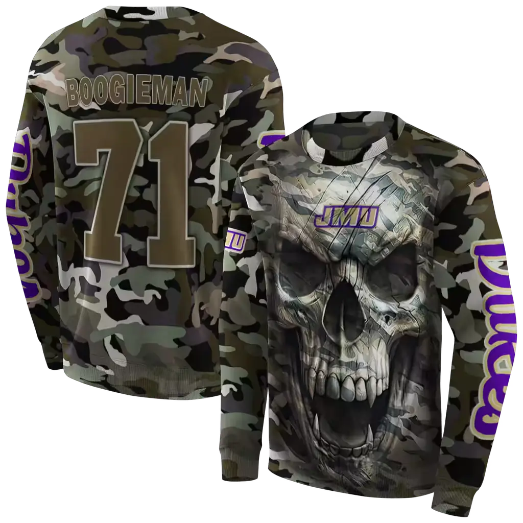 customized james madison dukes camo skull hoodie premium grade customized james madison dukes camo skull hoodie premium grade