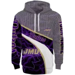 customized james madison dukes hexagonal mesh purple black gray hoodie best selling