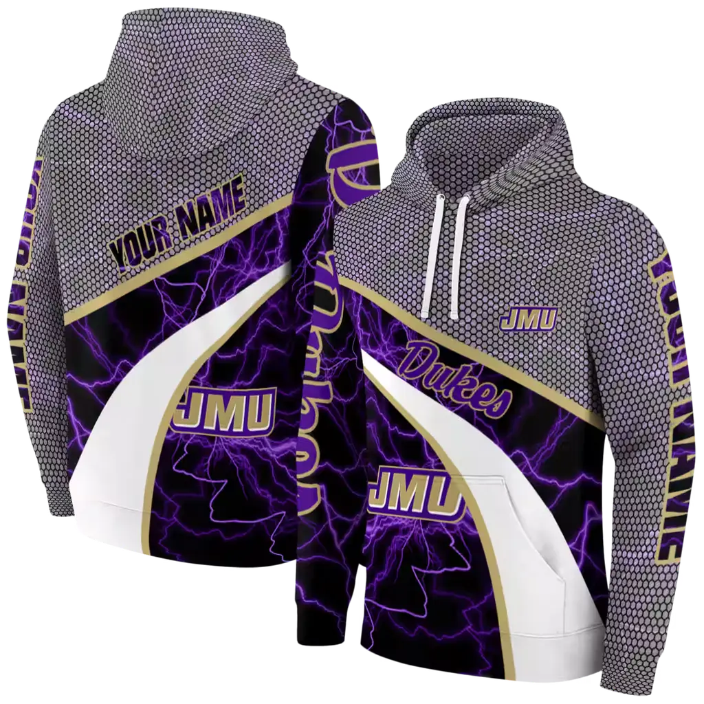 customized james madison dukes hexagonal mesh purple black gray hoodie fashion forward customized james madison dukes hexagonal mesh purple black gray hoodie fashion forward