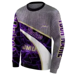 customized james madison dukes hexagonal mesh purple black gray hoodie best selling