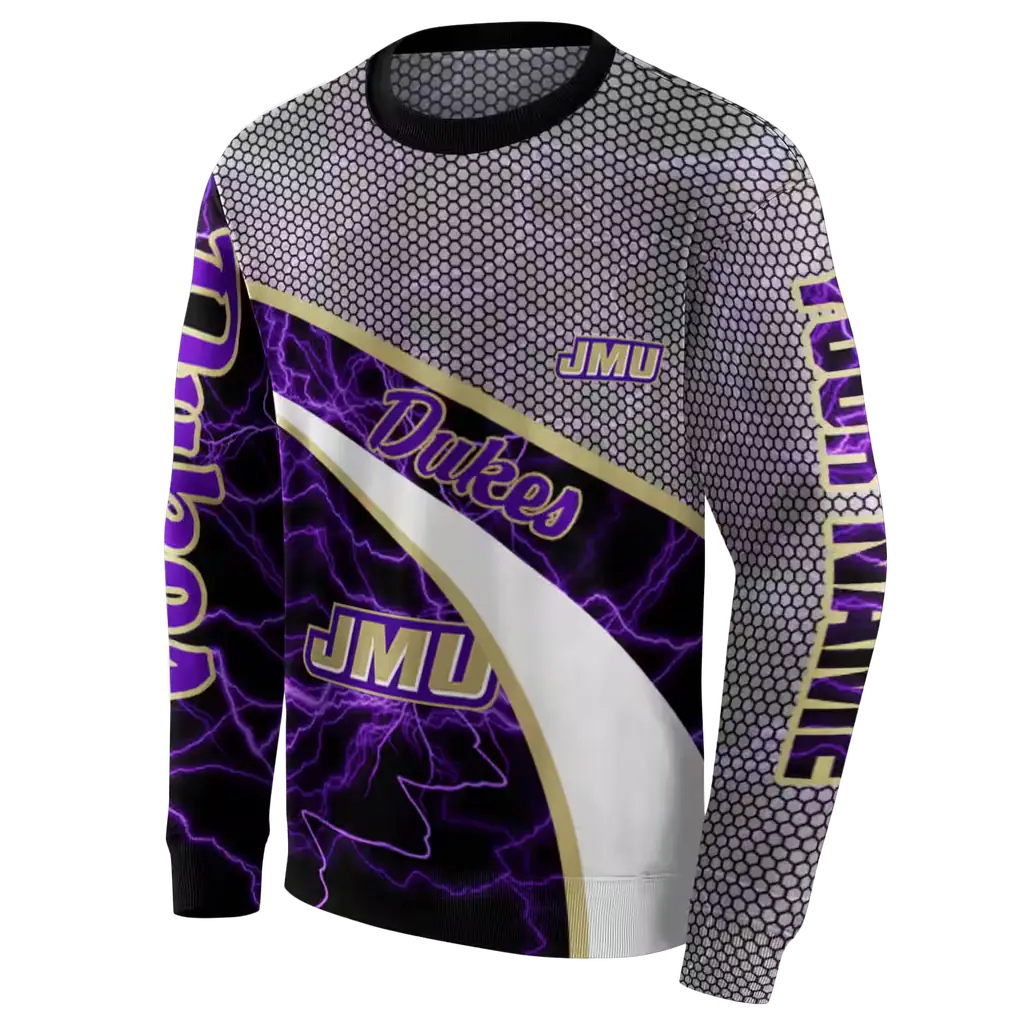 customized james madison dukes hexagonal mesh purple black gray hoodie new arrival customized james madison dukes hexagonal mesh purple black gray hoodie new arrival