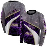 customized james madison dukes hexagonal mesh purple black gray hoodie best selling