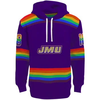 customized james madison dukes rainbow stripes purple hoodie best selling