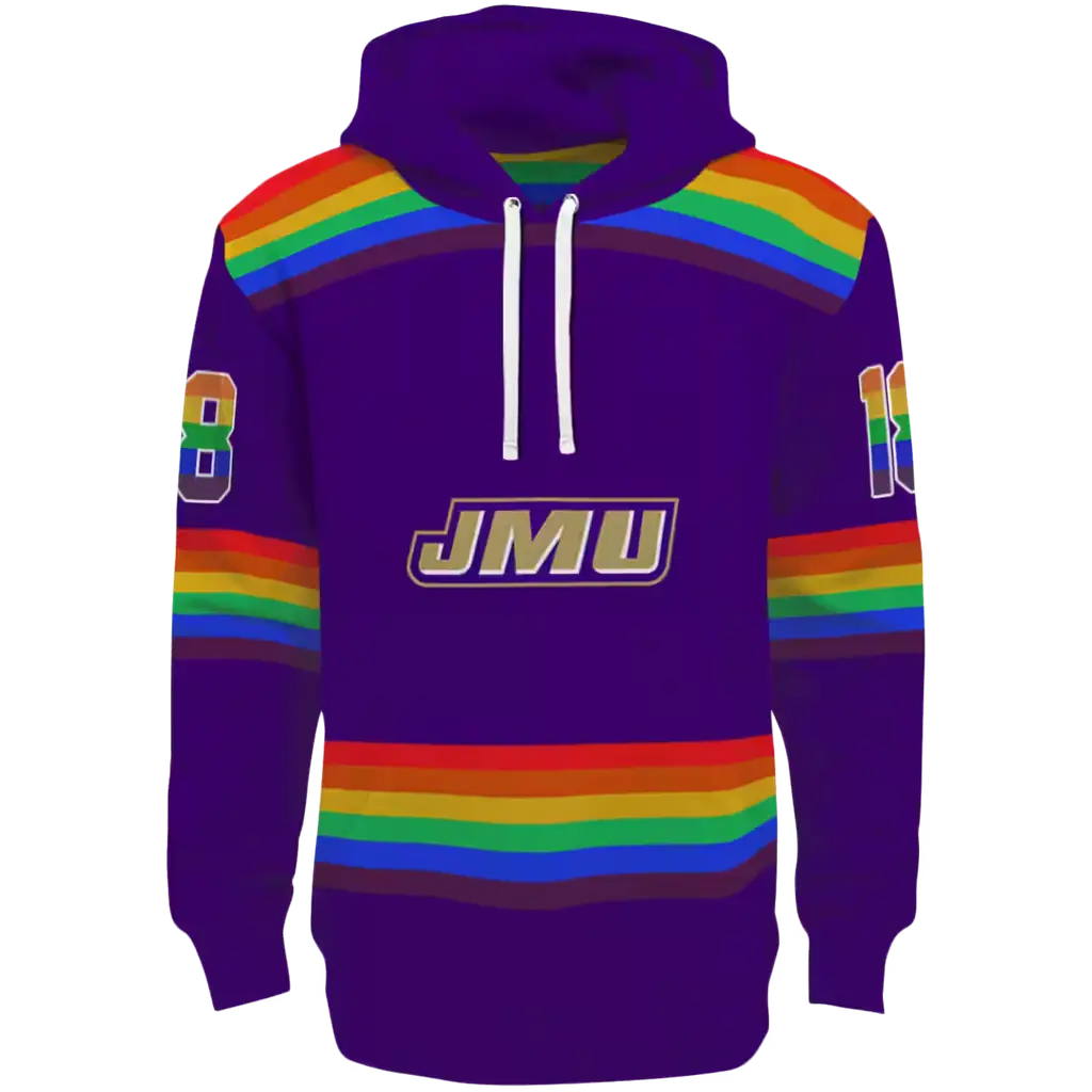customized james madison dukes rainbow stripes purple hoodie best selling customized james madison dukes rainbow stripes purple hoodie best selling