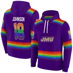 customized james madison dukes rainbow stripes purple hoodie best selling