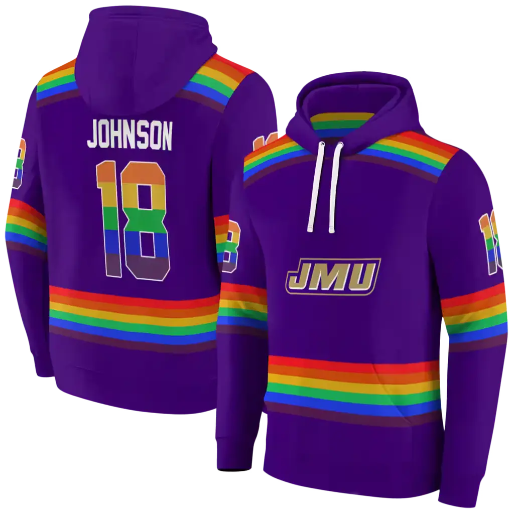 customized james madison dukes rainbow stripes purple hoodie fashion forward customized james madison dukes rainbow stripes purple hoodie fashion forward