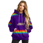customized james madison dukes rainbow stripes purple hoodie best selling