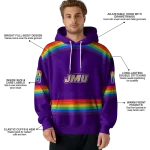 customized james madison dukes rainbow stripes purple hoodie best selling