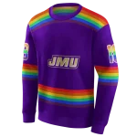 customized james madison dukes rainbow stripes purple hoodie best selling