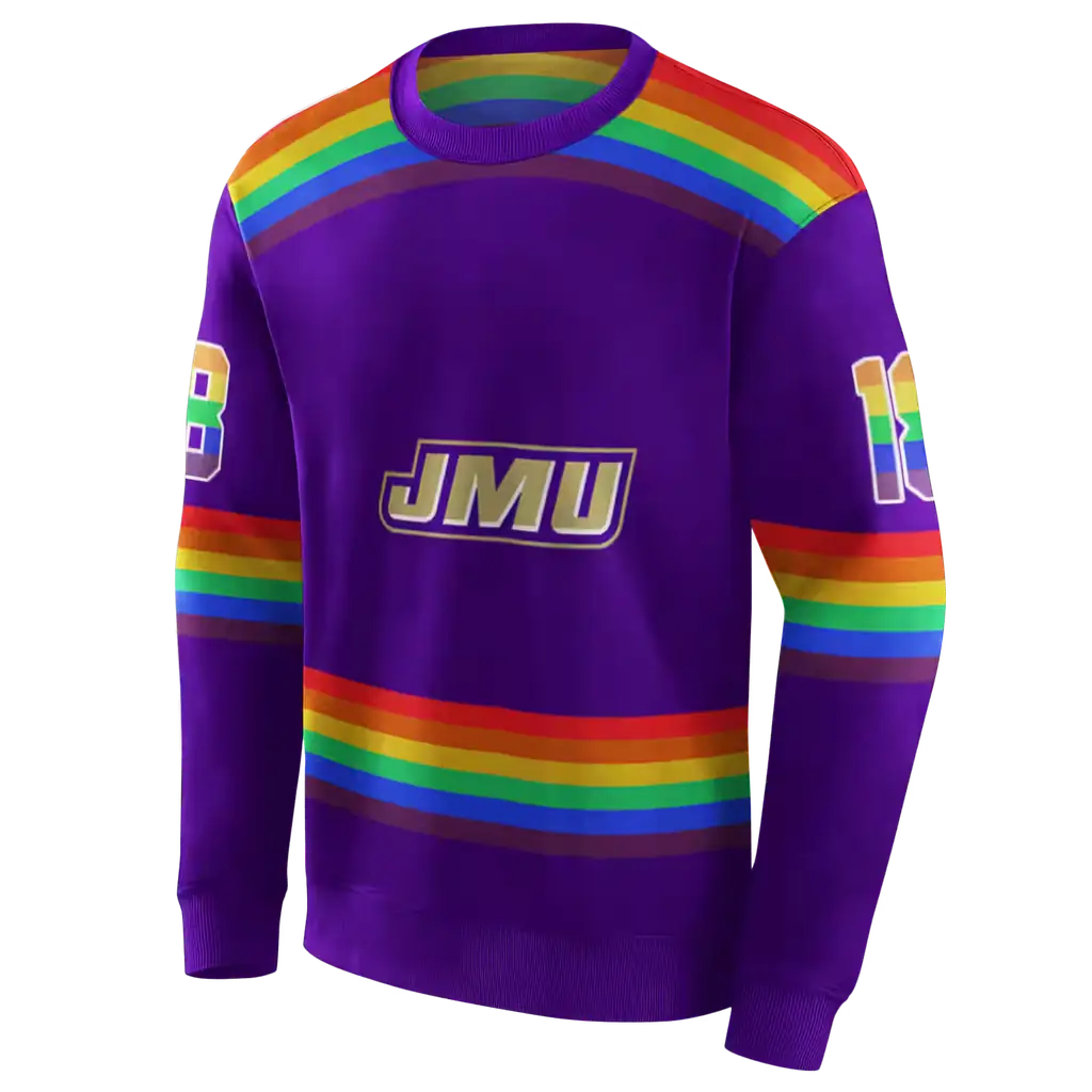 customized james madison dukes rainbow stripes purple hoodie new arrival customized james madison dukes rainbow stripes purple hoodie new arrival