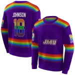 customized james madison dukes rainbow stripes purple hoodie best selling