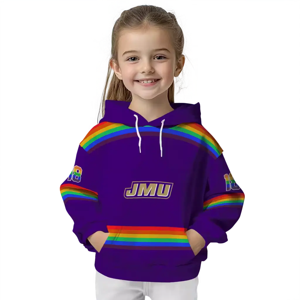 customized james madison dukes rainbow stripes purple hoodie top rated customized james madison dukes rainbow stripes purple hoodie top rated