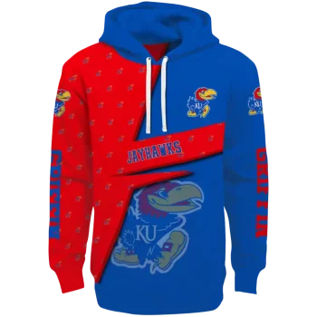 customized kansas jayhawks abstract shape blue hoodie best selling