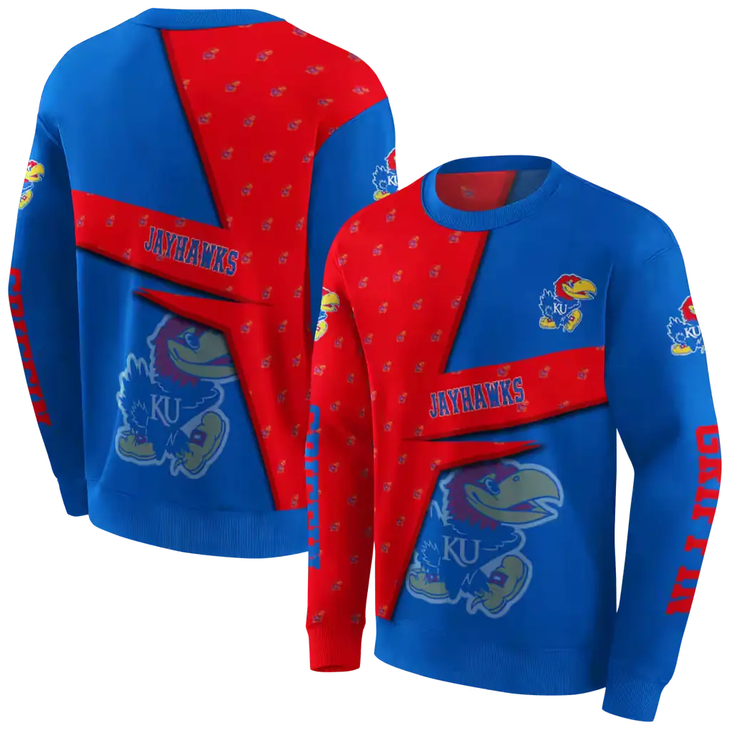 customized kansas jayhawks abstract shape blue hoodie premium grade customized kansas jayhawks abstract shape blue hoodie premium grade