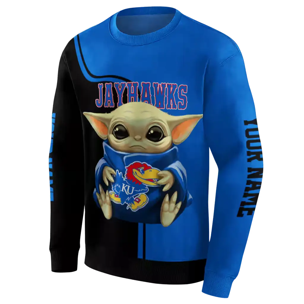 customized kansas jayhawks baby yoda blue black hoodie new arrival customized kansas jayhawks baby yoda blue black hoodie new arrival