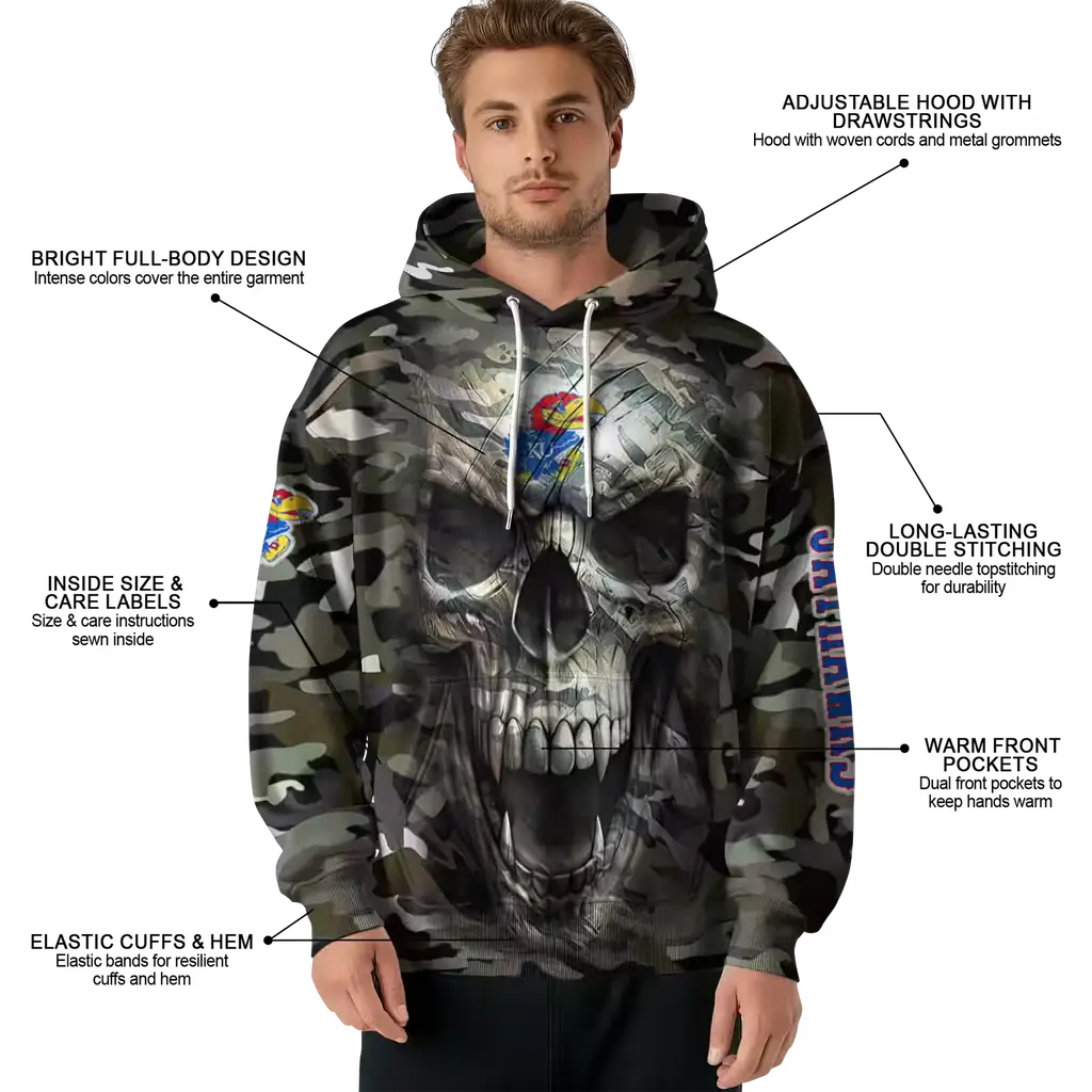 customized kansas jayhawks camo skull hoodie latest model customized kansas jayhawks camo skull hoodie latest model