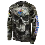 customized kansas jayhawks camo skull hoodie best selling