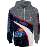 customized kansas jayhawks hexagonal mesh blue black gray hoodie best selling