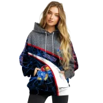 customized kansas jayhawks hexagonal mesh blue black gray hoodie best selling