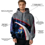 customized kansas jayhawks hexagonal mesh blue black gray hoodie best selling