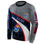 customized kansas jayhawks hexagonal mesh blue black gray hoodie best selling
