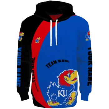 customized kansas jayhawks minimalist design blue black hoodie best selling