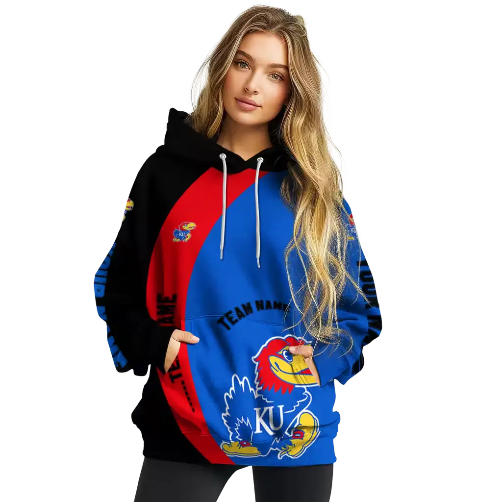 customized kansas jayhawks minimalist design blue black hoodie high quality customized kansas jayhawks minimalist design blue black hoodie high quality