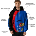customized kansas jayhawks minimalist design blue black hoodie best selling