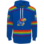 customized kansas jayhawks rainbow stripes blue hoodie best selling