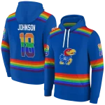 customized kansas jayhawks rainbow stripes blue hoodie best selling