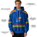 customized kansas jayhawks rainbow stripes blue hoodie best selling