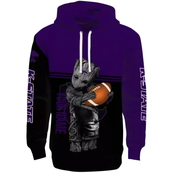 customized kansas state wildcats baby groot purple black hoodie best selling