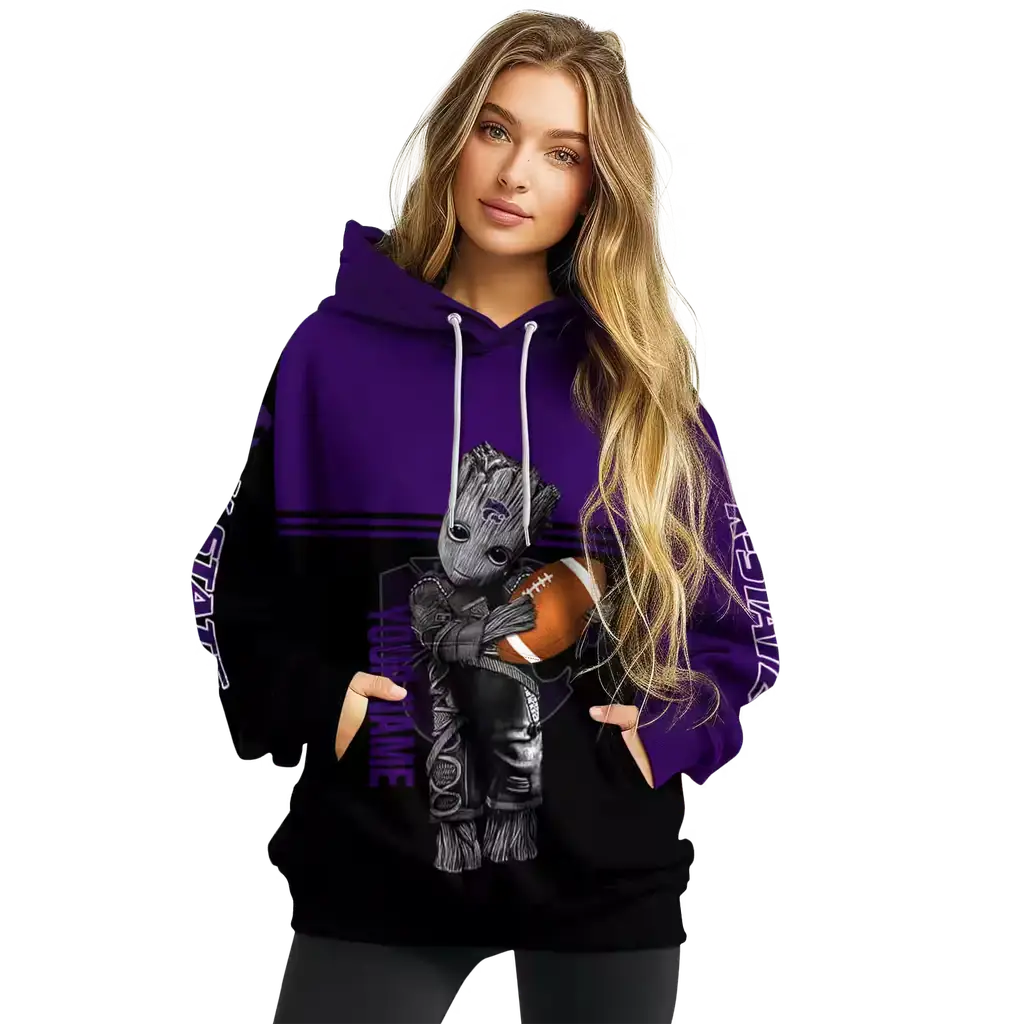 customized kansas state wildcats baby groot purple black hoodie high quality customized kansas state wildcats baby groot purple black hoodie high quality