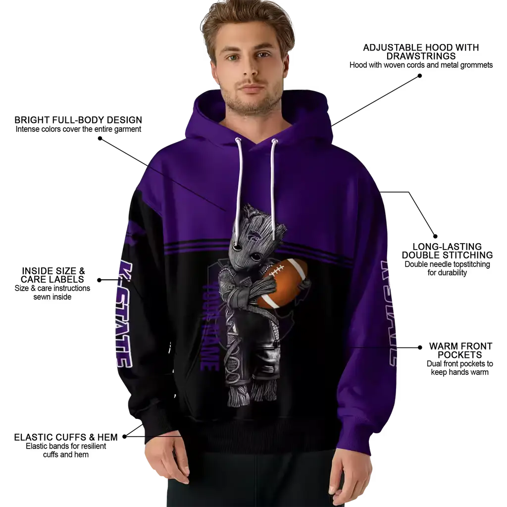 customized kansas state wildcats baby groot purple black hoodie latest model customized kansas state wildcats baby groot purple black hoodie latest model