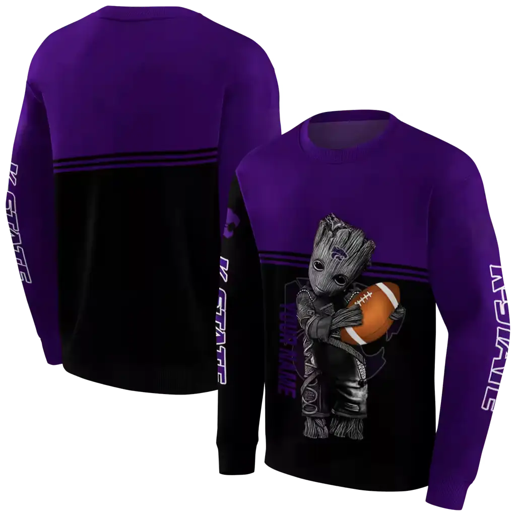 customized kansas state wildcats baby groot purple black hoodie premium grade customized kansas state wildcats baby groot purple black hoodie premium grade
