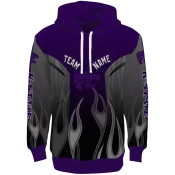 customized kansas state wildcats flame design purple hoodie best selling