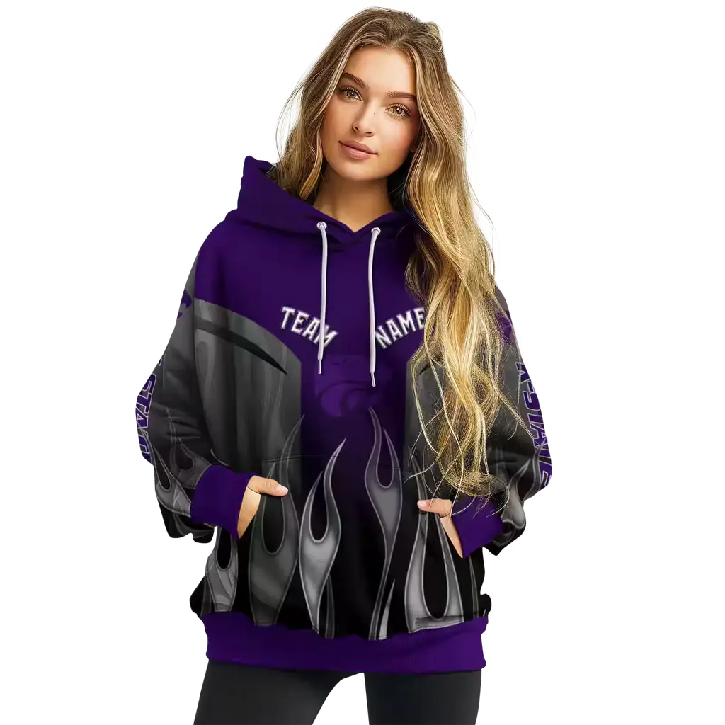 customized kansas state wildcats flame design purple hoodie high quality customized kansas state wildcats flame design purple hoodie high quality